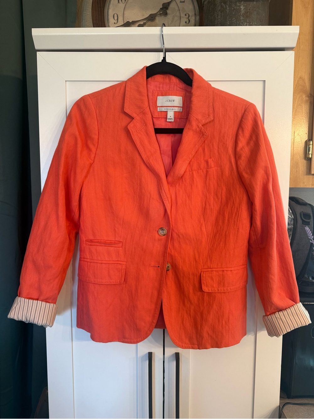 J.Crew Schoolboy Herringbone Blazer Size 4 Coral Metallic SP13